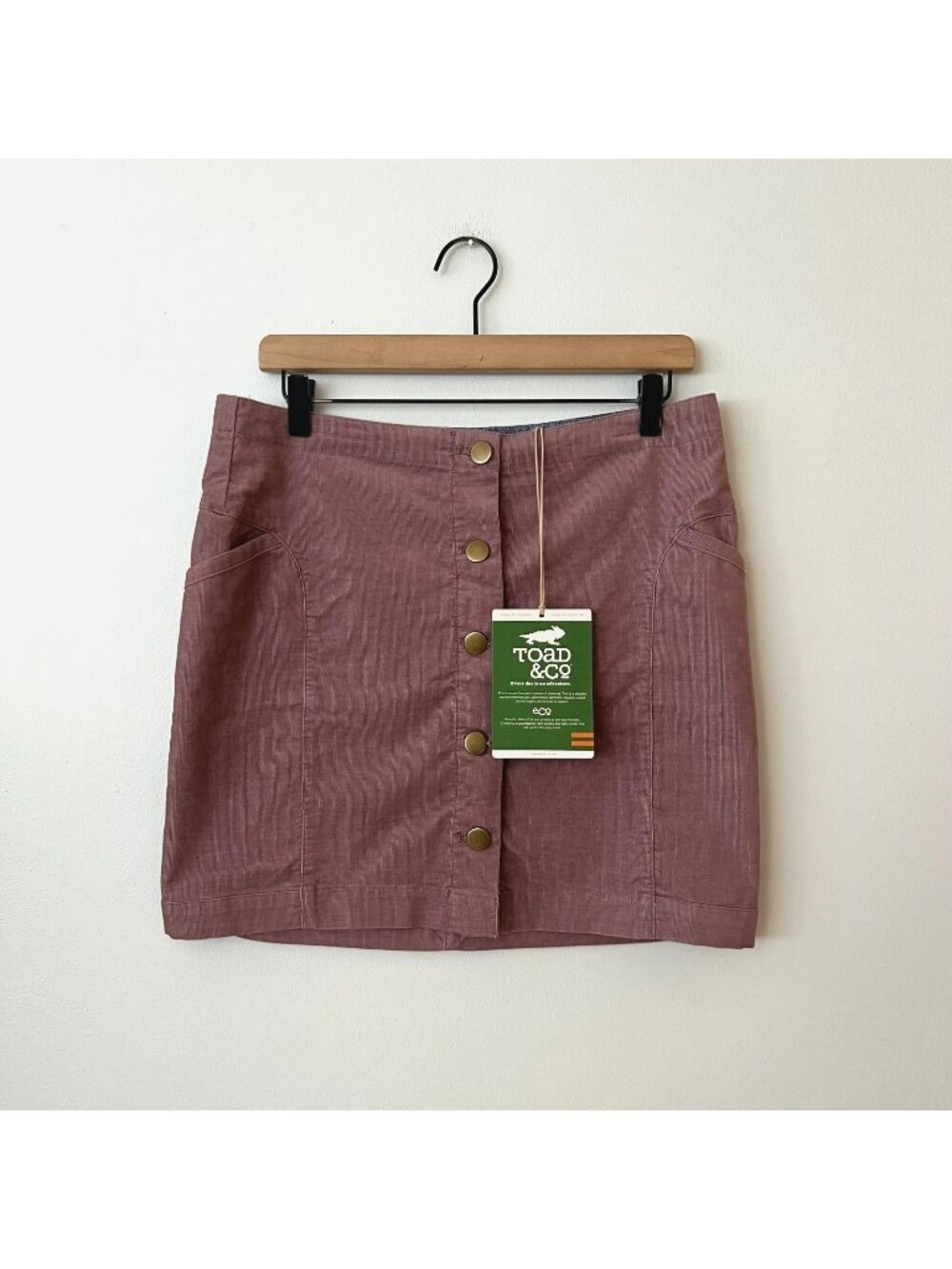 NWT Toad & Co Purple Corduroy Button Front Mini Skirt Women's Size 8